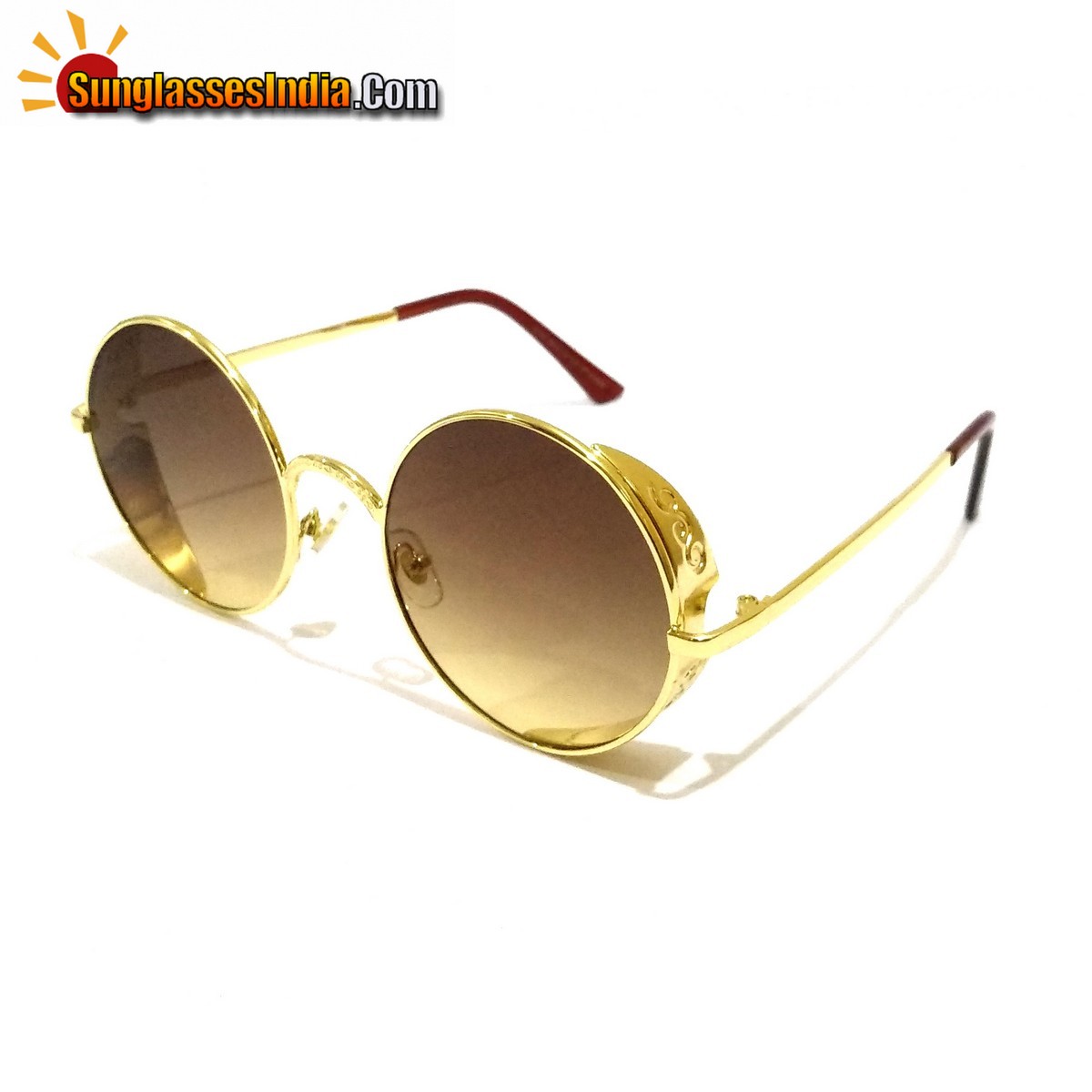 Brown Round Trendy Club Sunglasses Tik Tok Video Goggles Sunglasses for Women