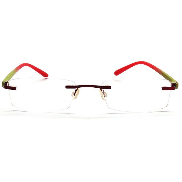 Premium Red Green Rimless Computer Glasses F001gr